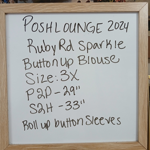 Ruby Rd. Women's Roll Sleeve Cream Shimmer Plus Size Blouse 3X - Picture 9 of 9